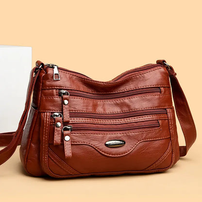 👜💟Geantă de umăr nouă, din piele moale, cu compartimente multiple – elegantă și stilată.
