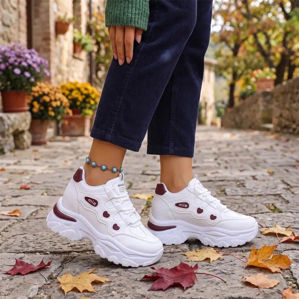 【35-42】👟 Pantofi sport damă cu platformă Chunky Dad – cu pană ascunsă – cu șireturi, pantofi sport casual în combinații de culori 2026