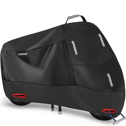 🏍️ Astăzi, reducere de 50%! Husă universală pentru motocicletă | Impermeabilă, rezistentă și cu protecție UV | Potrivită pentru majoritatea motocicletelor | Orificii de securizare și cusături întărite | Ideală pentru exterior 🌧️☀️