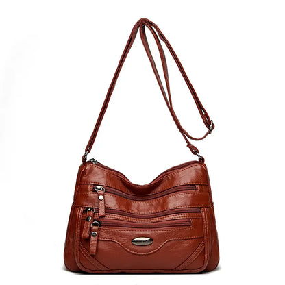 👜💟Geantă de umăr nouă, din piele moale, cu compartimente multiple – elegantă și stilată.