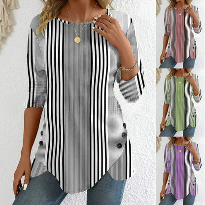 ✨🔥【S-6XL】Cămașă casual cu dungi pentru femei, mărime mare✅️Ramburs la livrare