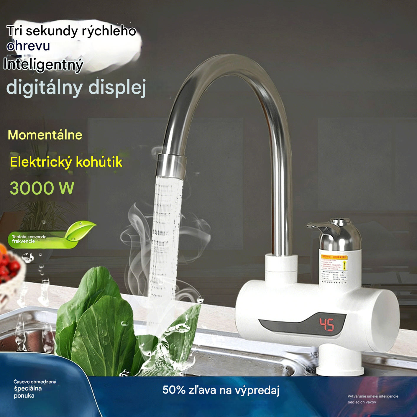 ⚡🚰Domácí kran s okamžitým ohřevem vody | Digitální zobrazování teploty | Pro studenou i horkou vodu | Ohřeje se za 3 sekundy, bez instalace