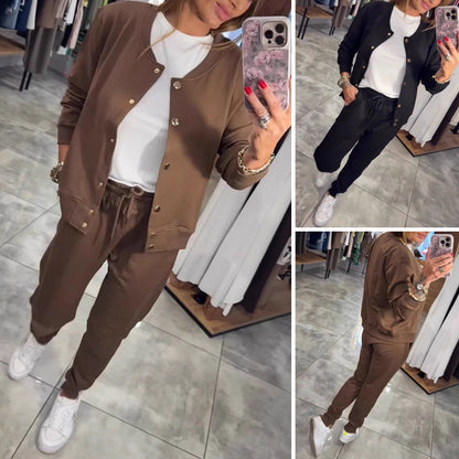 🧥🌙 Άνετο και κομψό, με εξαιρετική άνεση—το σετ casual φούτερ και μπουφάν είναι τώρα διαθέσιμο! 💃【Μπλούζα + Παντελόνι】