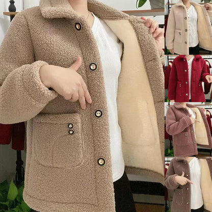 【⚡ Промоция с половина цена】☃️【Размери M-3XL】Нов модел кардиган от дебела агнешка вълна за есен и зима, с широка форма и дебела плътна текстура