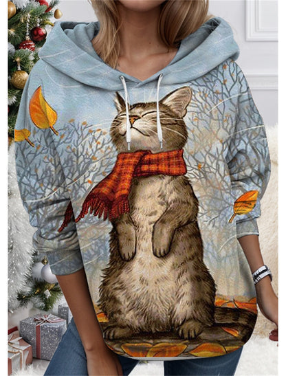 🐱【S-6XL】Bluză de damă cu imprimeu 3D reprezentând o pisică/un animal. Design unic, stil drăguț.