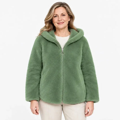 🔥【M-7XL】Jachetă de iarnă din fleece pentru femei – groasă, reversibilă, cu glugă, izolată termic, cu fermoar.