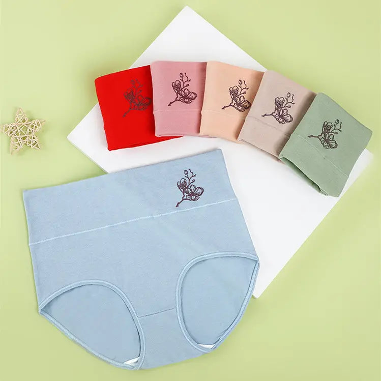 💖Ultima zi, 50% reducere! 【Cumpără 1, primești 5 gratuit】Chiloți din bumbac pur, talie înaltă, model ridicător pentru șolduri, mărimi mari [40–100 kg]