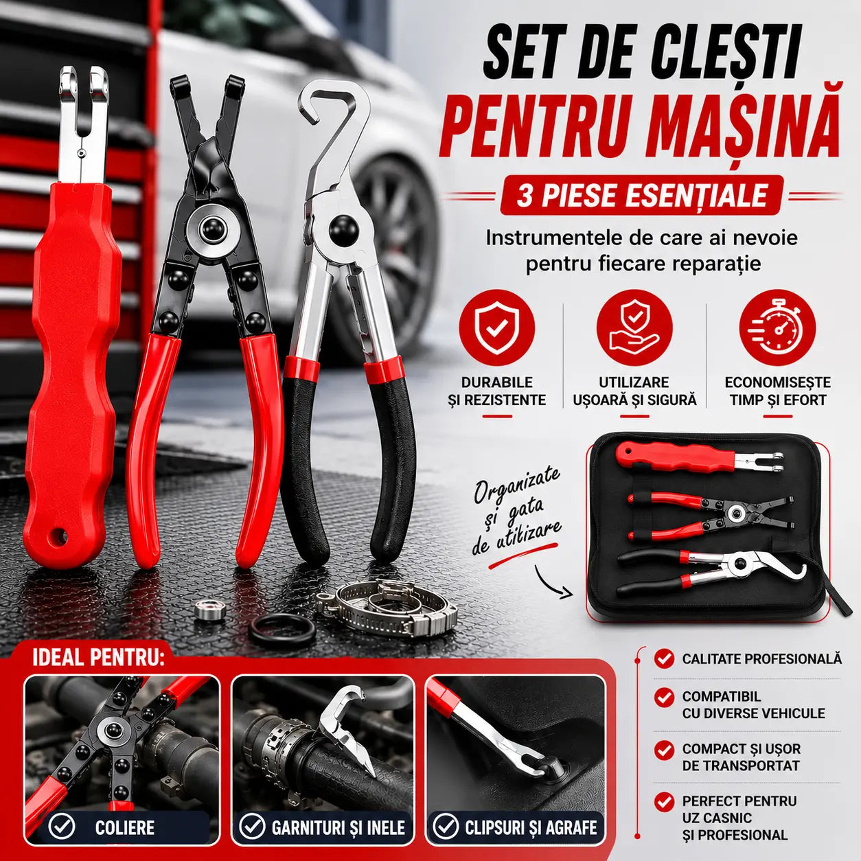 【Set 3 piese】Set de clești multifuncționali pentru reparații auto