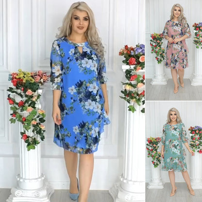 【Promoție de vară】💥【S-5XL】Rochie nouă din șifon cu imprimeu