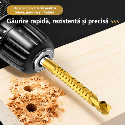🛠️🔧【6 bucăți】Burghie elicoidale din oțel rapid cu acoperire din titan 2 în 1 – Coada hexagonală, potrivite pentru găurirea și canelarea lemnului și metalului🔩