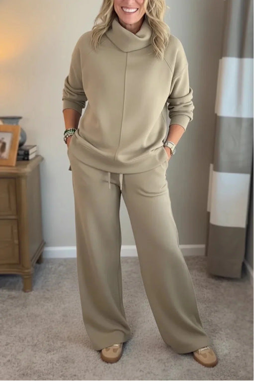 🍂🐏Nou set casual de iarnă pentru femei, de înaltă calitate: pulover minimalist cu guler înalt + pantaloni casual cu croială dreaptă🔥