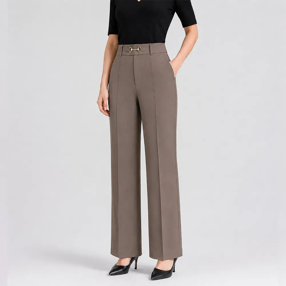 🔥【M-4XL】Pantaloni drepți noi de înaltă calitate pentru femei, pantaloni skinny simpli cu talie înaltă