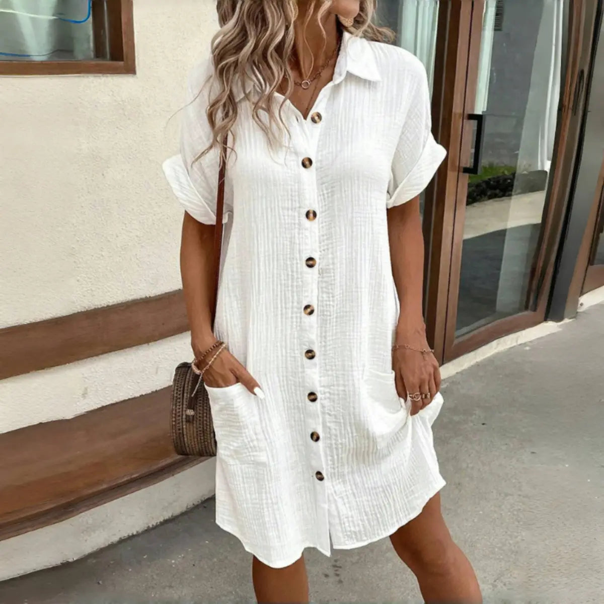🎁 50% reducere🔥【40-100kg】Rochie de călătorie cu mânecă scurtă din bumbac și in 2026 - ușoară și respirabilă