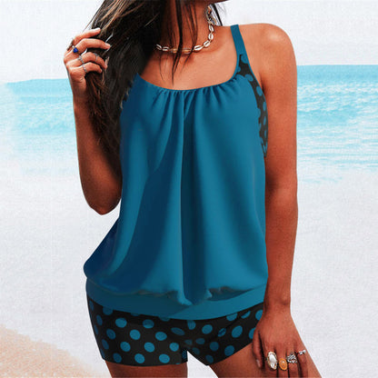 【S-5XL】Costumul de baie boxer din două piese imprimat pentru femei