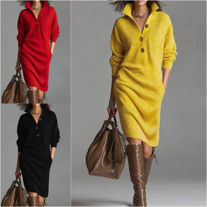 🔥【Zľava 50 % na obmedzený čas】【S-3XL】Nové európske a americké pletené šaty 2025, s golierom