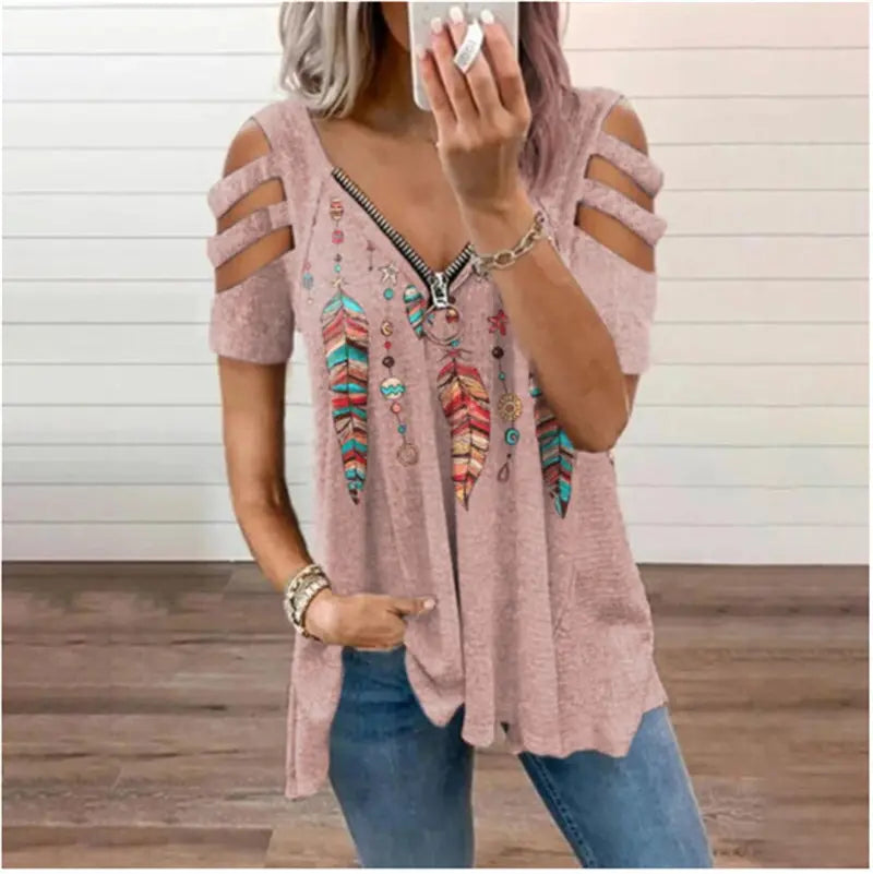🔥Ofertă specială limitată în timp🥻【S-5XL】Topuri noi de vară pentru femei, confortabile, casual, slim, din bumbac, cu decolteu în V.