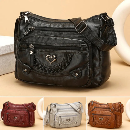 💐 Reducere de 50%! 🎁 Geantă de umăr din PU moale pentru femei – Mai multe buzunare pentru o organizare perfectă 👜🔑