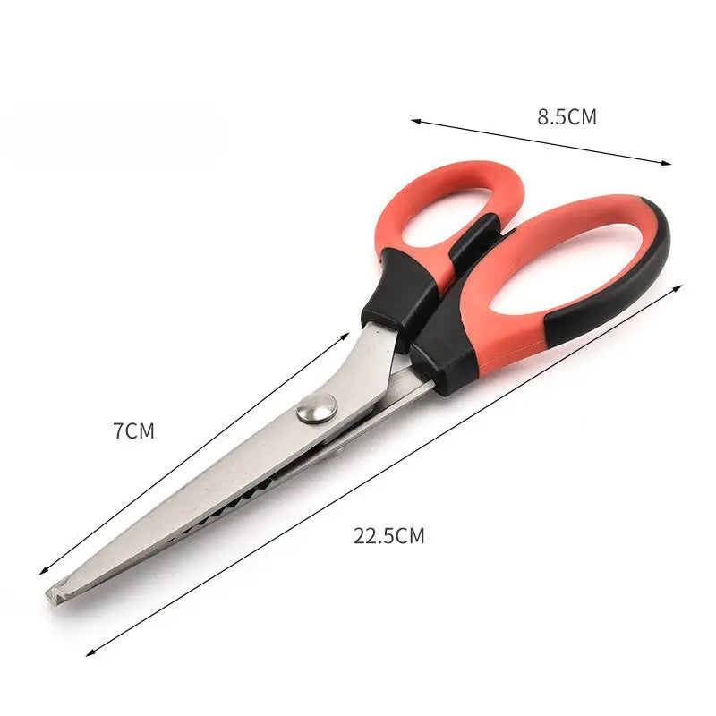 ✂️ Foarfecă multifuncțională cu lame în zigzag – pentru țesături, hârtie și proiecte de artizanat 🧵