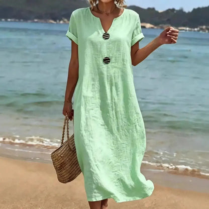 👗【S-3XL】Rochie de vară confecționată din in și bumbac | Croială lejeră, care flatează silueta, ușoară și vaporoasă, elegantă și confortabilă de purtat toată ziua