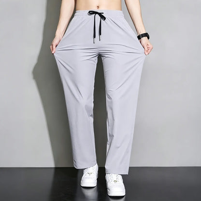 👖【50-120 kg】Pantaloni sport casual de vară pentru bărbați, din mătase glacială, drepți, lejer și largi