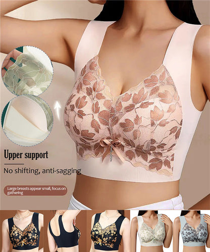 【3 buc】Sutien M-4XL de mărime mare cu dantelă, fără inel de oțel, spate frumos luxos, sutien sexy respirabil fără sudură【40~100kg】