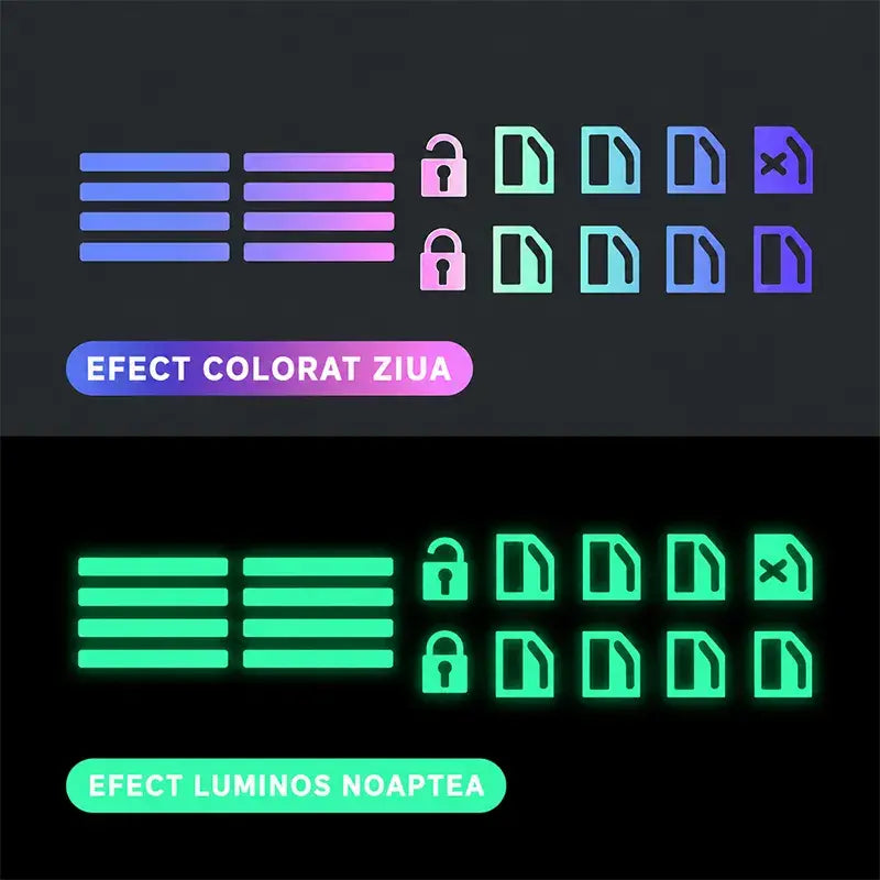 Autocolante Fluorescente/Fotoluminiscente Universal pentru Butoane Auto – Vizibilitate Perfectă Noaptea, Instalare Rapidă și Fără Urme (Set 4 Piese / Pachet Combinat) 🚗💡✨