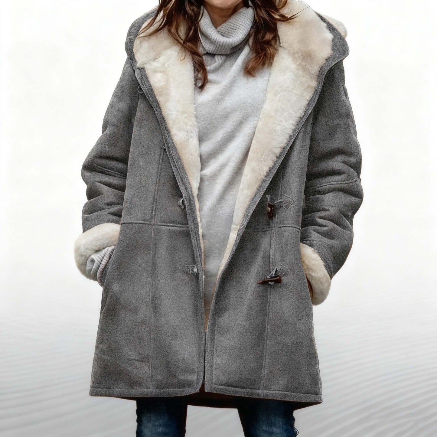 🥼🐏💖【Zimska novost 43% popusta】Modna in topla ženska semiš jakna 2025 z volneno podlogo, velikosti S–5XL, primerna za zimo in vsakodnevno nošenje