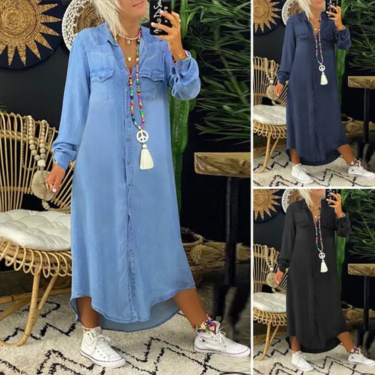 👘 50% reducere💥【40-120kg】Rochie nouă din denim mărime mare