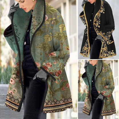 【S-3XL】Płaszcz wełniany jesień-zima 2025, nowy model z kołnierzem i nadrukiem