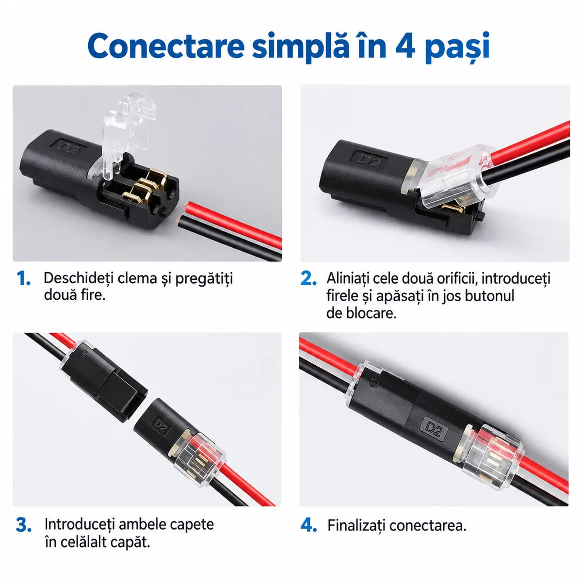 🥳 Reducere 50%! ⏰【1000 de bucăți în stoc】Conector electric fără dezizolare, cu clemă de blocare, închidere sigură și design antiderapant ⚡️