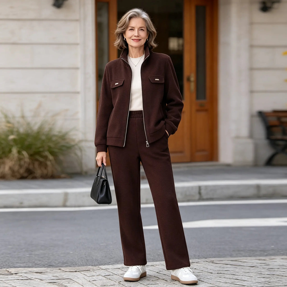 💥【M-4XL】Costum gros din catifea pentru femei (Sacou + pantaloni)