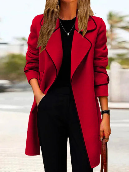 💖🔥【Επίπτωση 50%】[M-4XL] Νέο μοντέλο φθινοπωρινό/χειμερινό 2025, γυναικεία κάρδιган διπλής όψης μέσου μήκους από κασμέρι