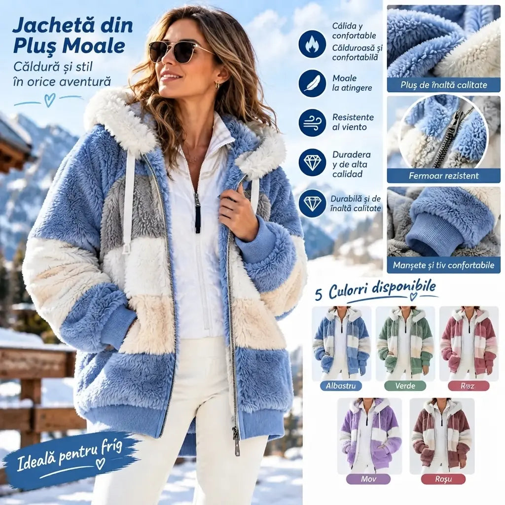 ☃️Ofertă pe timp limitat, reducere de 50%❄️【S-5XL】Jachetă de iarnă pentru femei, nouă (colecția 2026), groasă, cu benzi din pluș