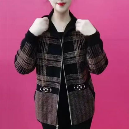 【30% OFF】🔥[M-4XL]🧥Nowa jesienno-zimowa kurtka z kapturem, gruba welurowa kratka