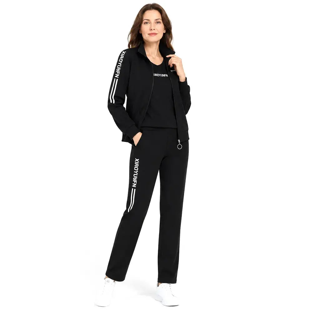 🌸【Jachetă cu fermoar + Tricou + Pantaloni】 Eleganță și confort absolut! Trening elegant din 3 piese pentru doamne (M-6XL) ✨