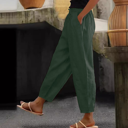 😍💕Reducere de 48%💕【40-120kg】Pantaloni casual din bumbac și in pentru femei ✅️Ramburs la livrare