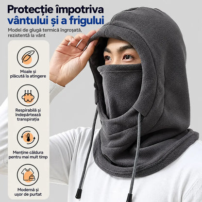 ❄️ Cagulă termică cu acoperire completă și căptușeală din fleece, concepută pentru protecție împotriva frigului chiar și la temperaturi de până la -20°C. ⛷️ Ideală pentru schi, motociclism și activități în aer liber