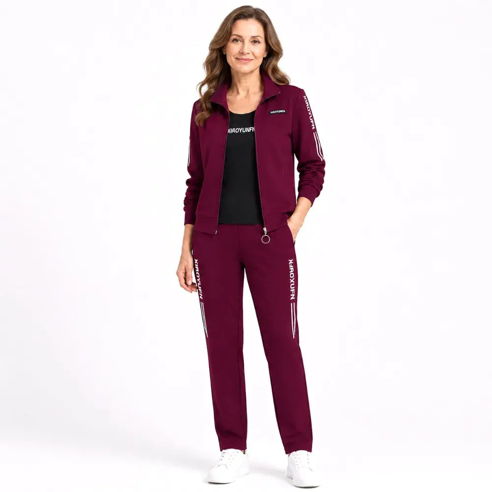 🌸 Eleganță și confort absolut! Trening elegant din 3 piese pentru doamne (Jachetă cu fermoar + Tricou + Pantaloni / Mărimi: M-6XL)! ✨