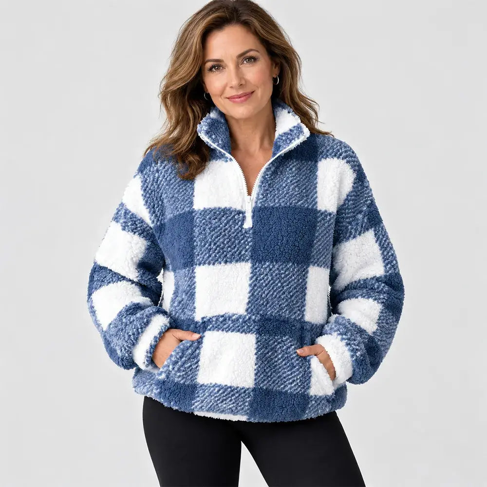 🌸【S-5XL】Un pulover din fleece în carouri, incredibil de moale, care îți ține de cald! 🧊🔥