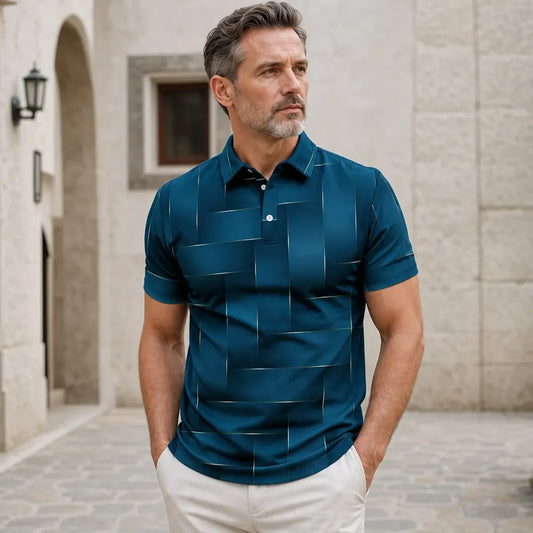 ✨🔥Accesoriu nou de vară【S-5XL】Tricou polo ușor de lux în carouri pentru bărbați, de vară nouă - confortabil la atingere și respirabil