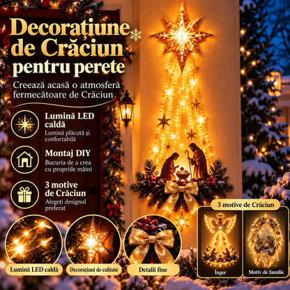💡✨ Decorațiune luminoasă de perete cu scenă de Crăciun