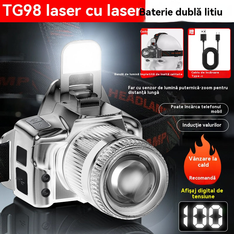 💡【Ofertă limitată】Lampă frontală cu senzor puternic – ideală pentru acasă, exterior, zoom, rază lungă, reîncărcabilă, durabilă, perfectă pentru plimbări nocturne, explorări și pescuit nocturn