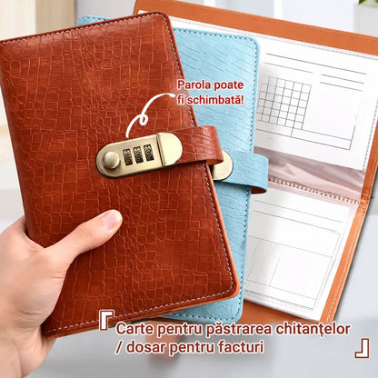 📓💼🔐 Organizator de portofel cu încuietoare cu cod reglabil – depozitare sigură pentru cecuri, numerar, carduri bancare și toate documentele. Practic, elegant și cu capacitate mare! ✨