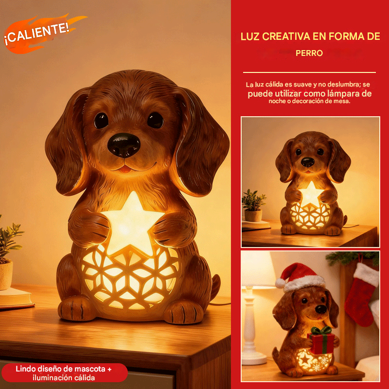 🎄🐶💡 Gran promoción navideña 50% OFF 🔥 Estatuas de perros con luces navideñas, adornos con gorro de Navidad, cajas de regalo iluminadas y regalos navideños de resina