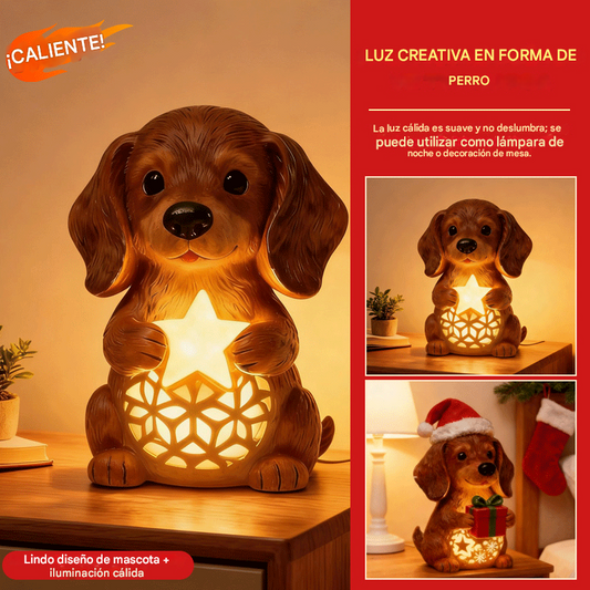 🎄🐶💡 Gran promoción navideña 50% OFF 🔥 Estatuas de perros con luces navideñas, adornos con gorro de Navidad, cajas de regalo iluminadas y regalos navideños de resina