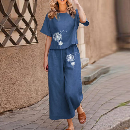 ✨【Top + Pantaloni】Set cu croială lejeră și imprimeu, prietenos cu pielea.（S-4XL）