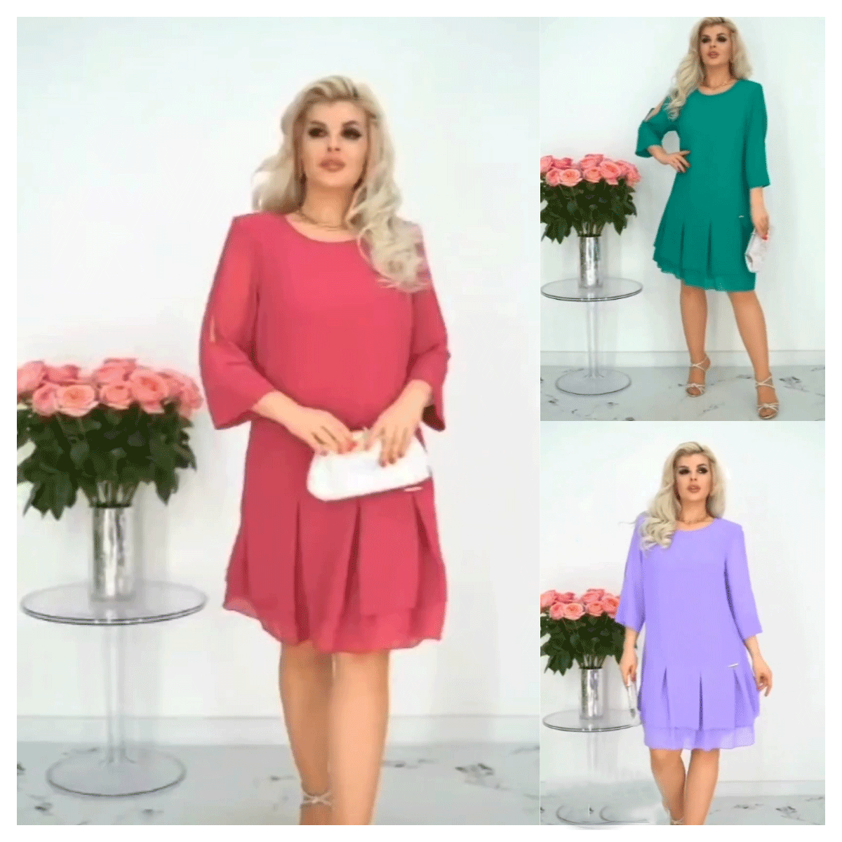 💕【S-5XL】👗Rochie elegantă cu imprimeu din plasă pentru doamne
