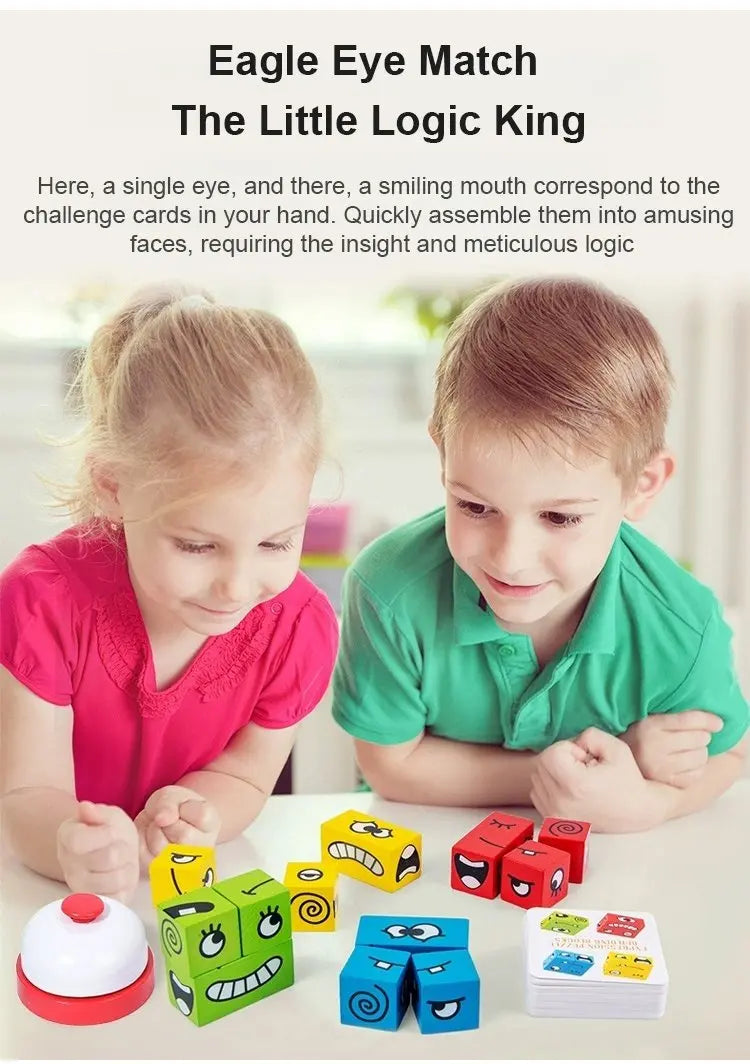 ✨👶【Cumpără 1, primești 1 gratuit🔥】Jucărie cub Rubik din lemn pentru copii, care își schimbă fața