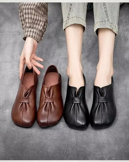 👡【35-42】Pantofi cu talpă moale și fundiță, din piele de vițel de calitate superioară, simpli și eleganți.