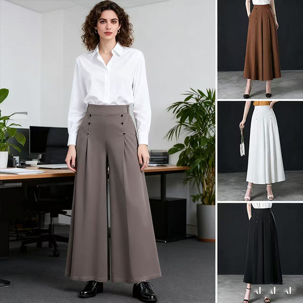 【30%OFF】【M-5XL】Модна драпирана пола с висока талия и широк крачол за жени